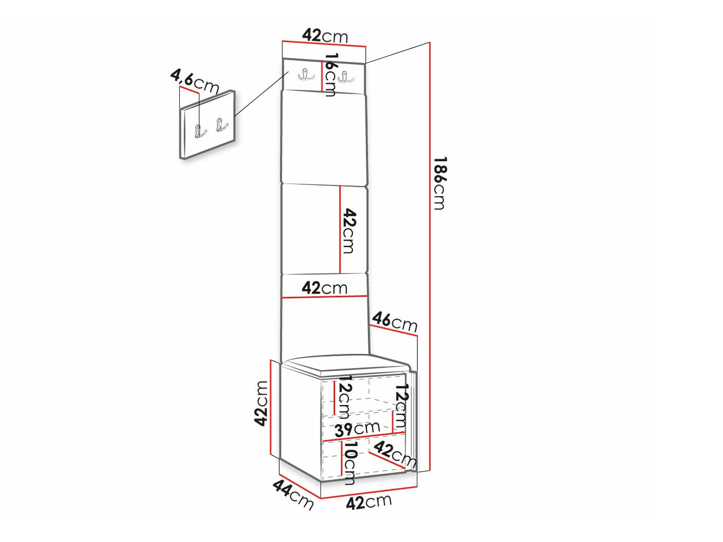 Set za hodnik Hartford 378 (Belo)