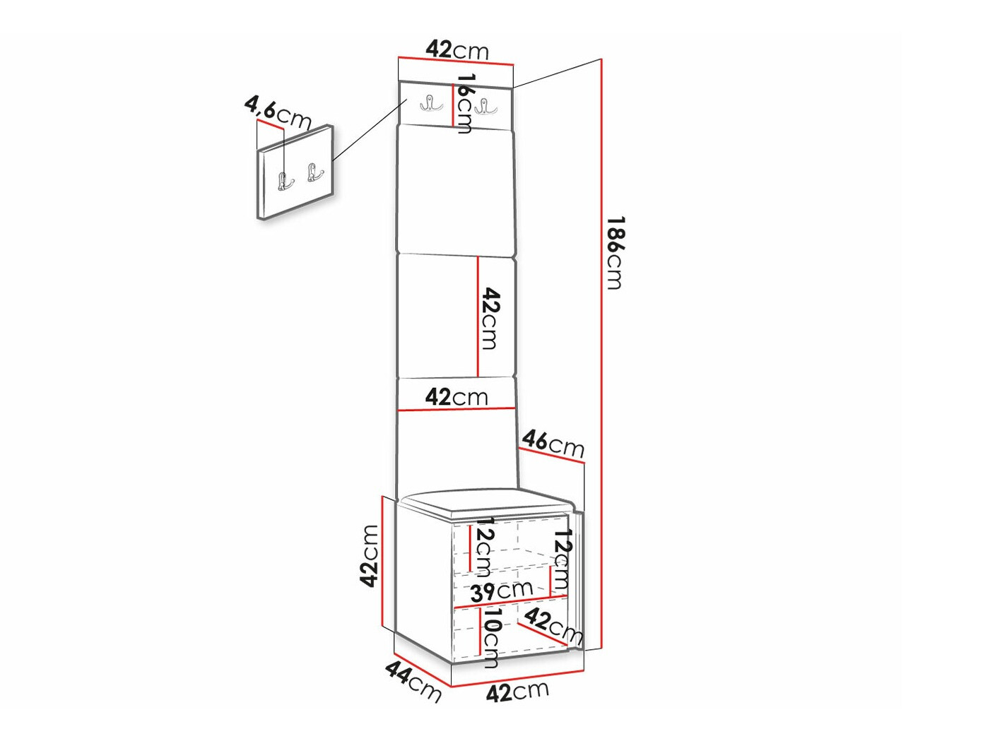 Set za hodnik Hartford 378 (Belo)