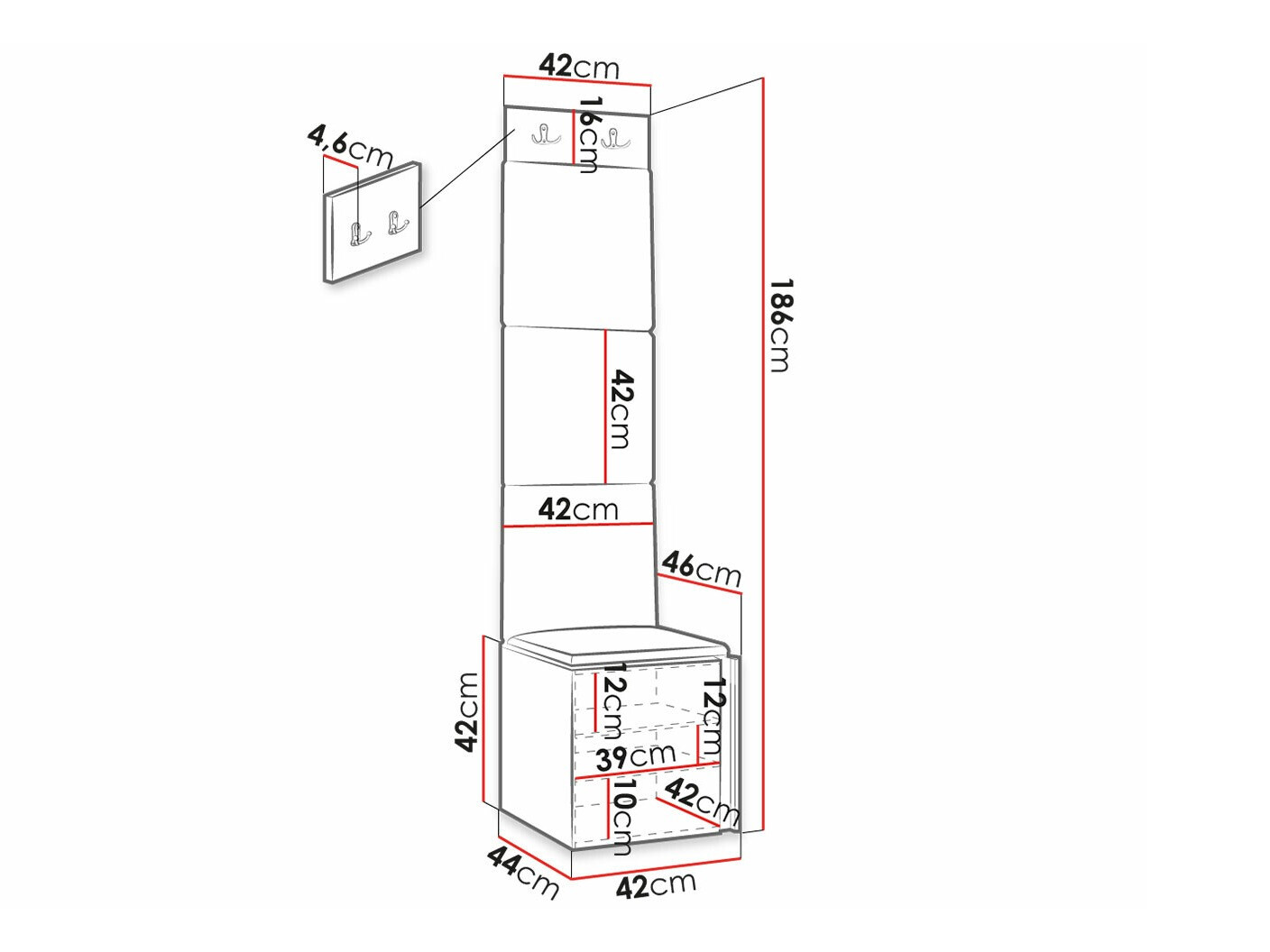 Set za hodnik Hartford 378 (Crno)