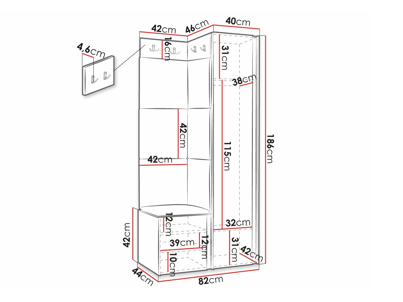 Set za hodnik Hartford 381 (Belo)
