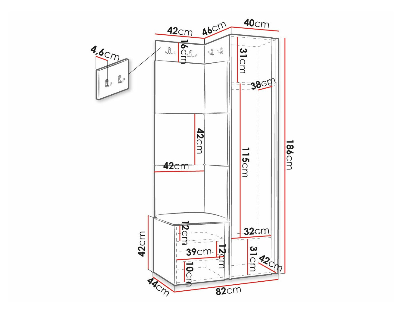 Set za hodnik Hartford 381 (Belo)