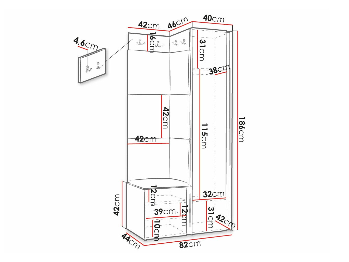 Set za hodnik Hartford 381 (Belo)