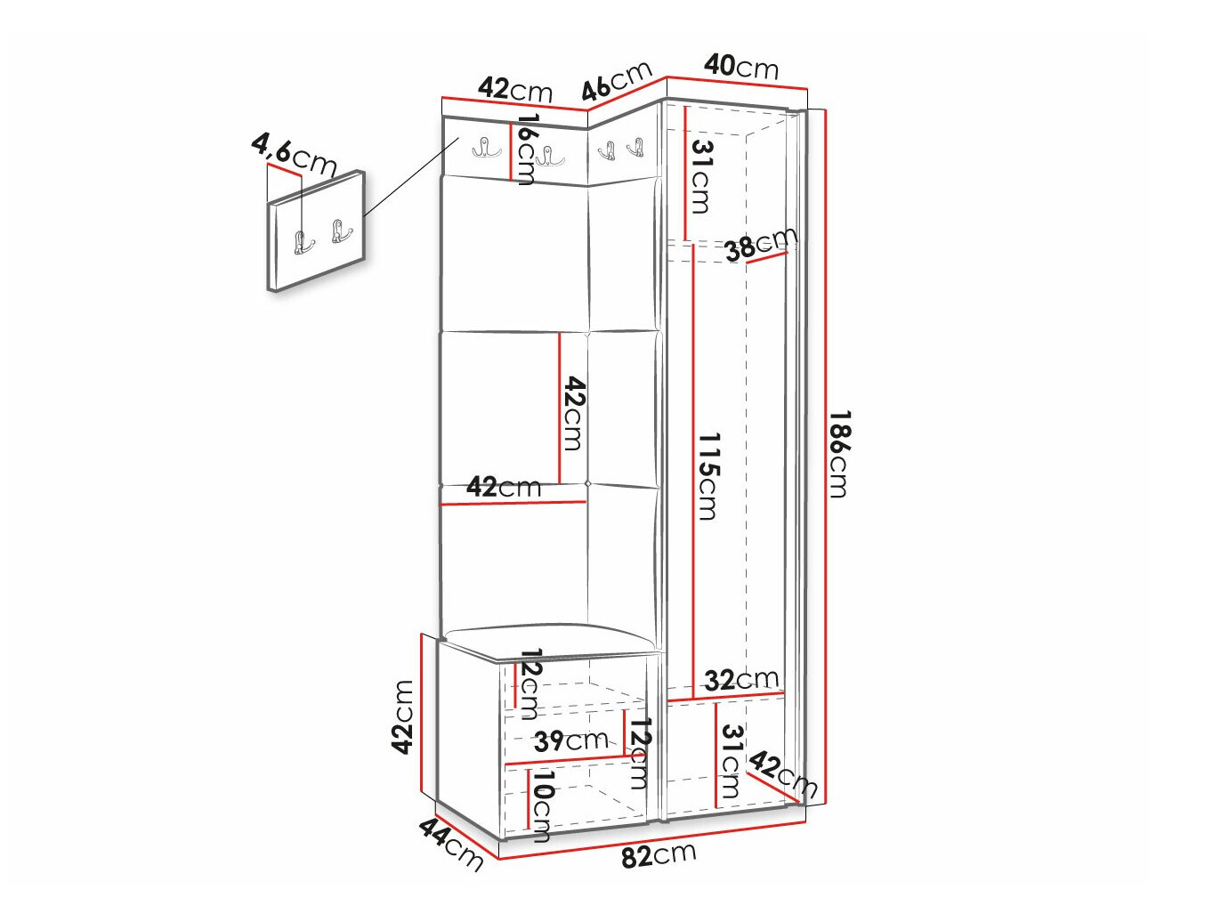 Set za hodnik Hartford 381 (Belo)