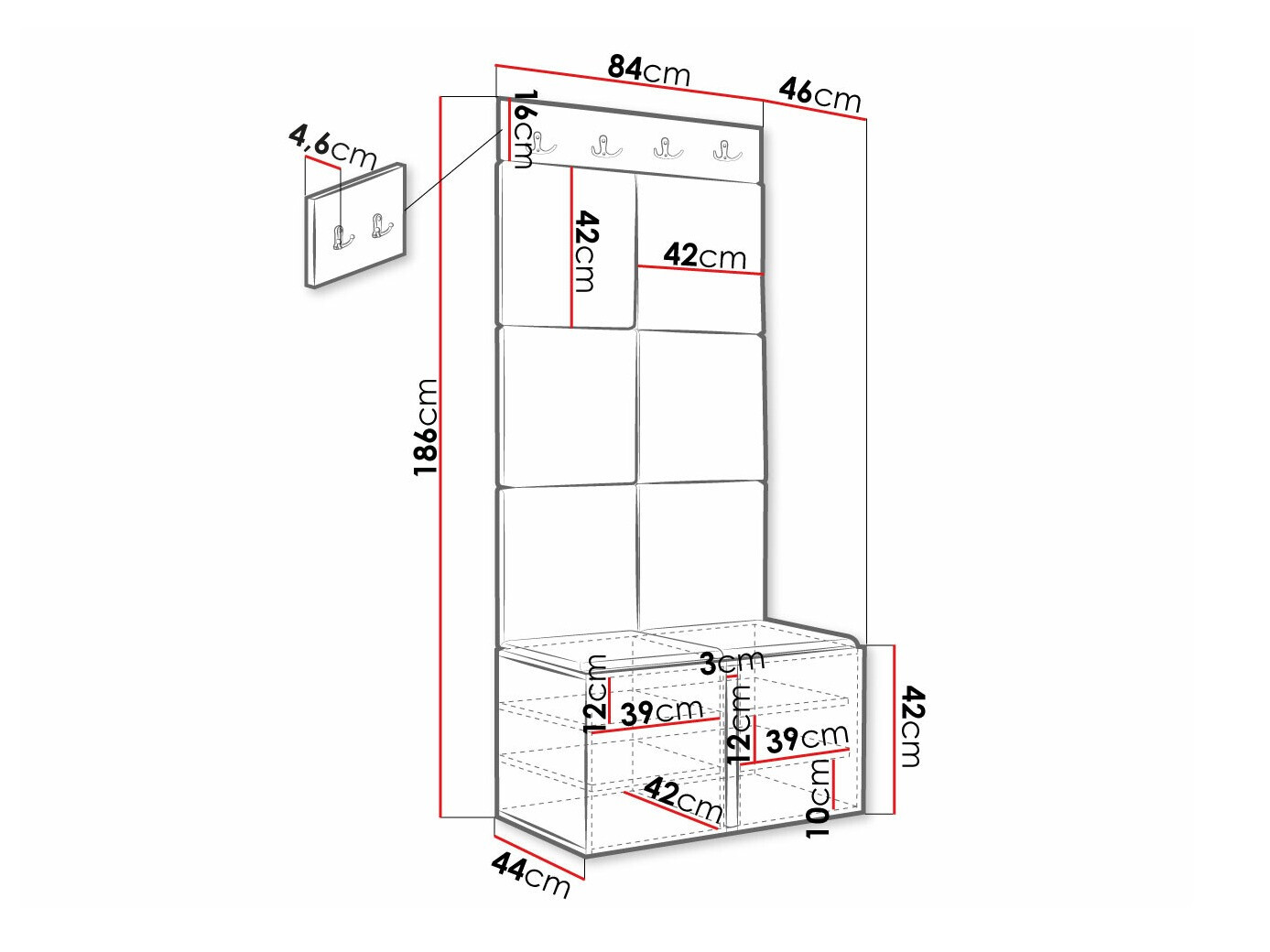 Set za hodnik Hartford 383 (Belo)