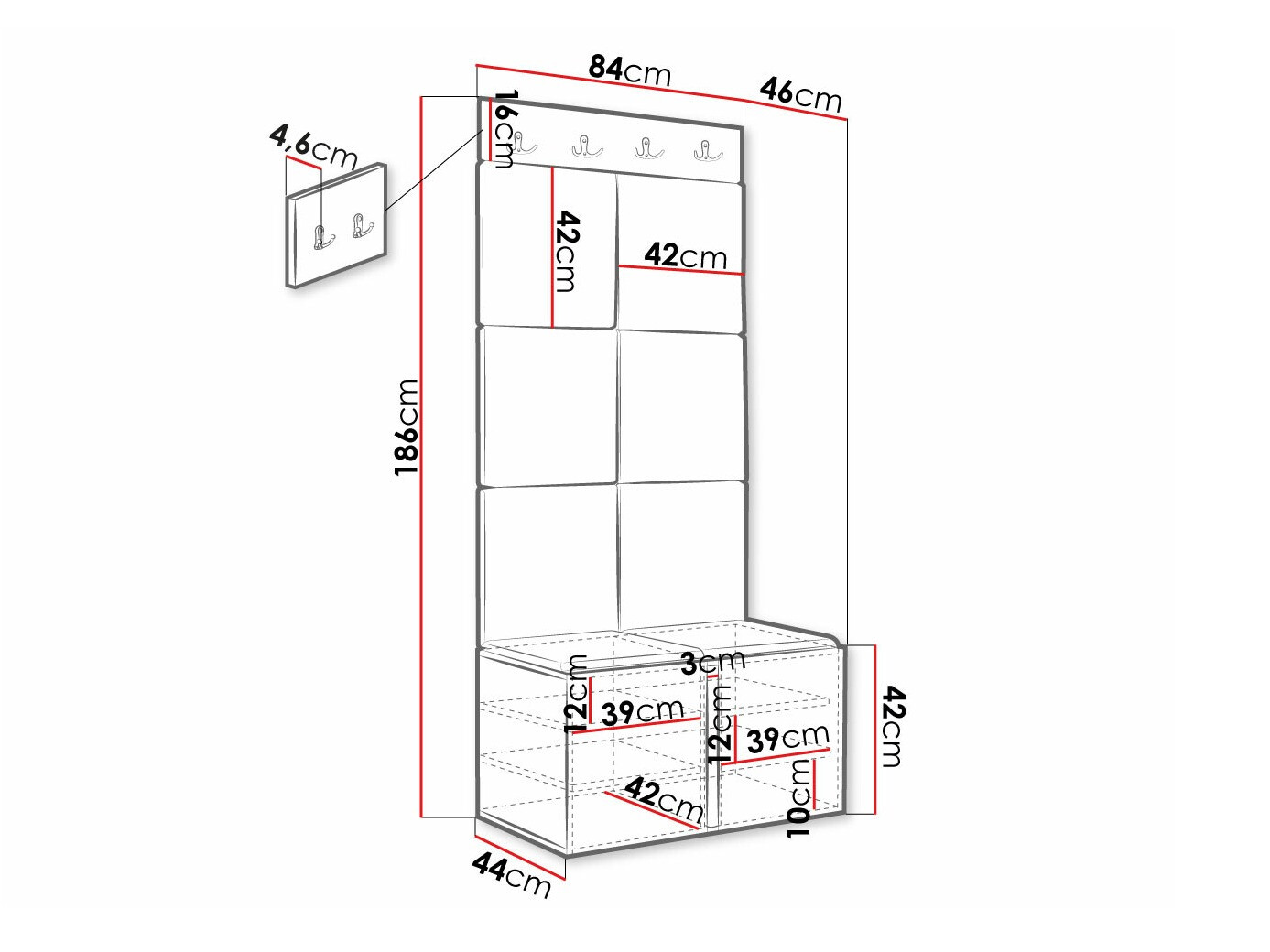 Set za hodnik Hartford 383 (Belo)