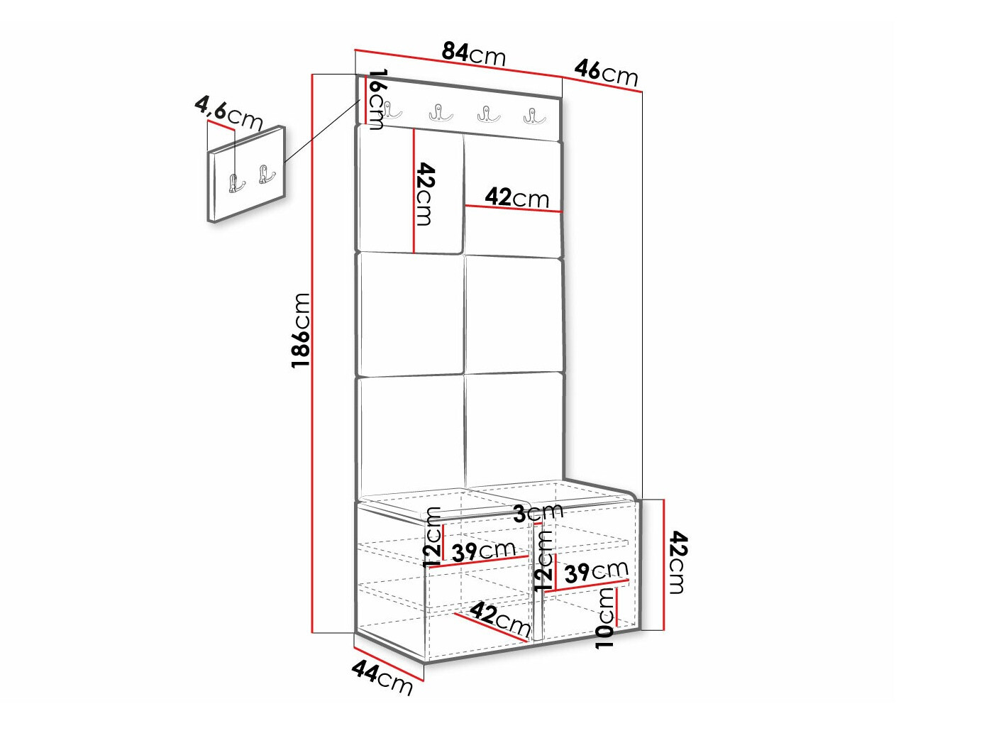 Set za hodnik Hartford 383 (Belo)