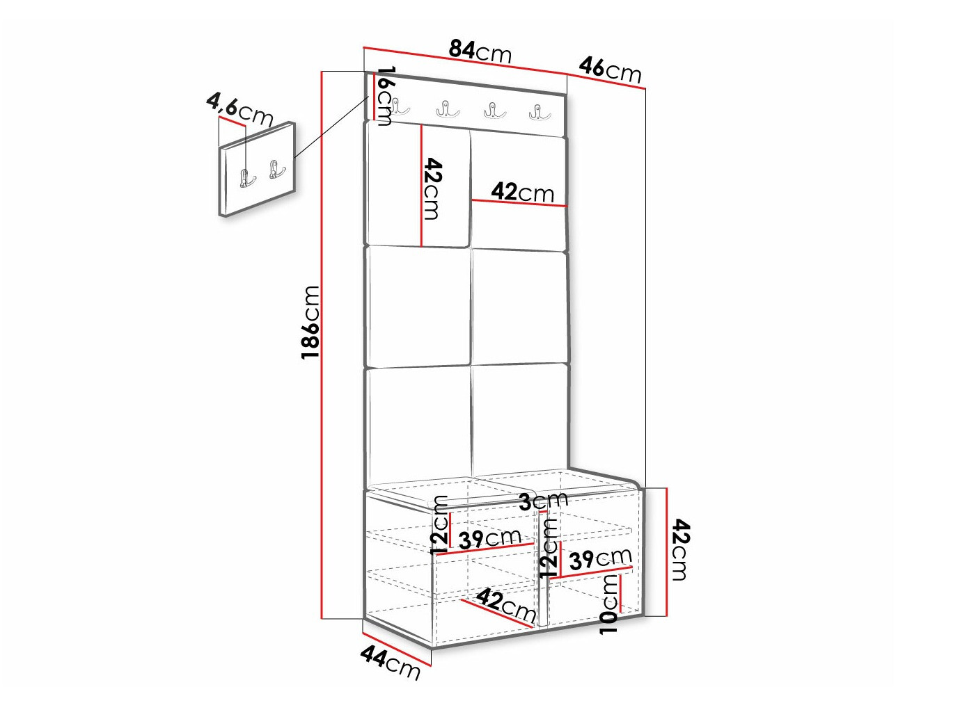 Set za hodnik Hartford 383 (Belo)