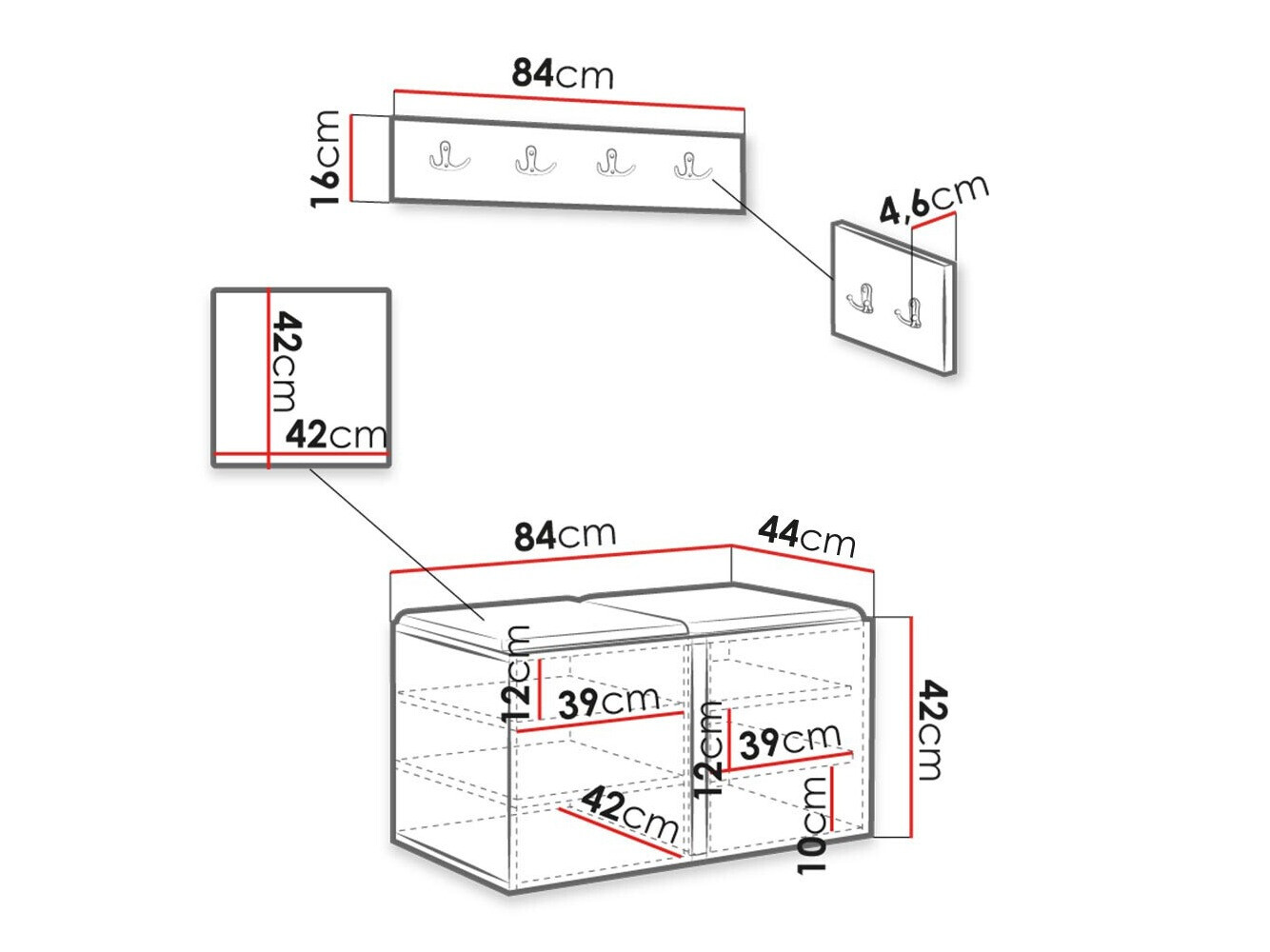 Set za hodnik Hartford 384 (Belo)
