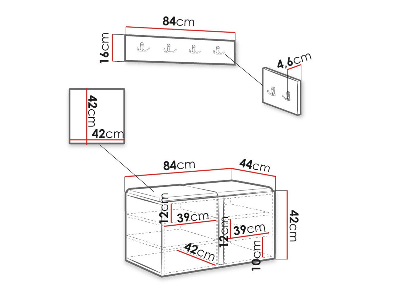 Set za hodnik Hartford 384 (Belo)