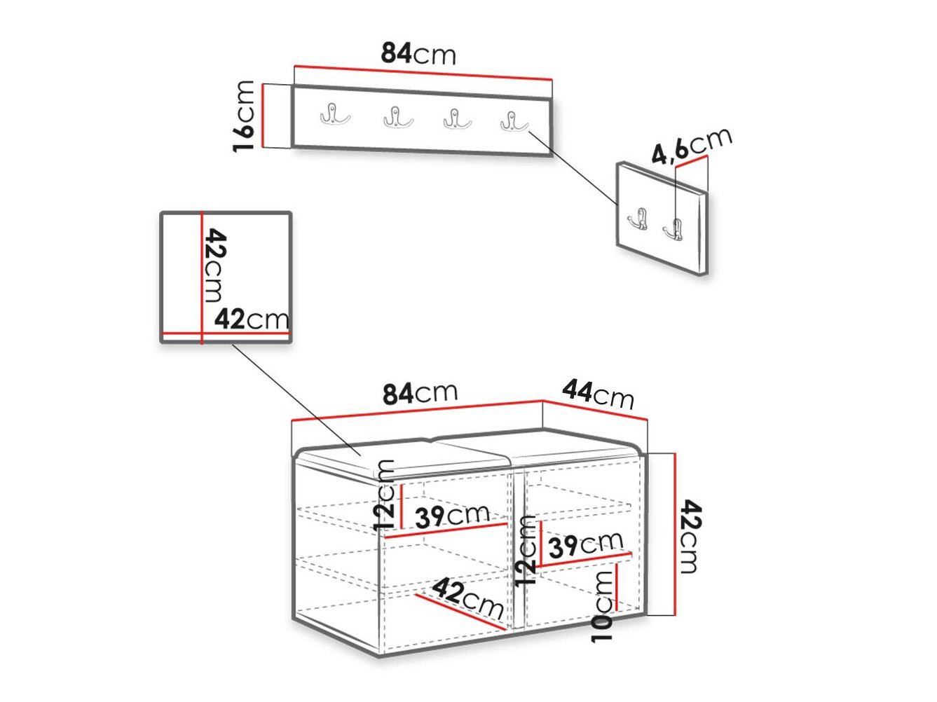 Set za hodnik Hartford 384 (Belo)