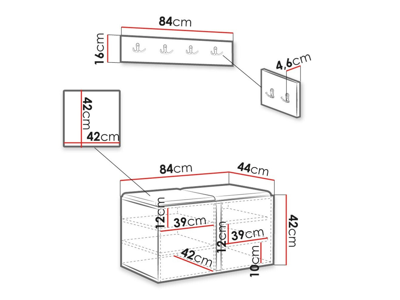 Set za hodnik Hartford 384 (Belo)