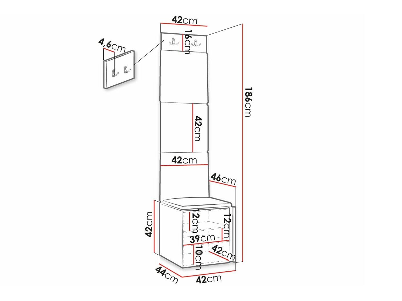 Set za hodnik Hartford 386 (Belo)