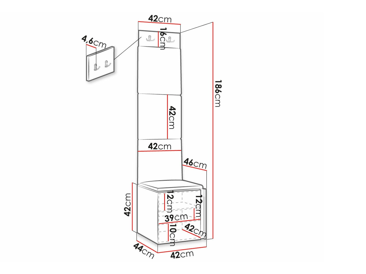 Set za hodnik Hartford 386 (Belo)