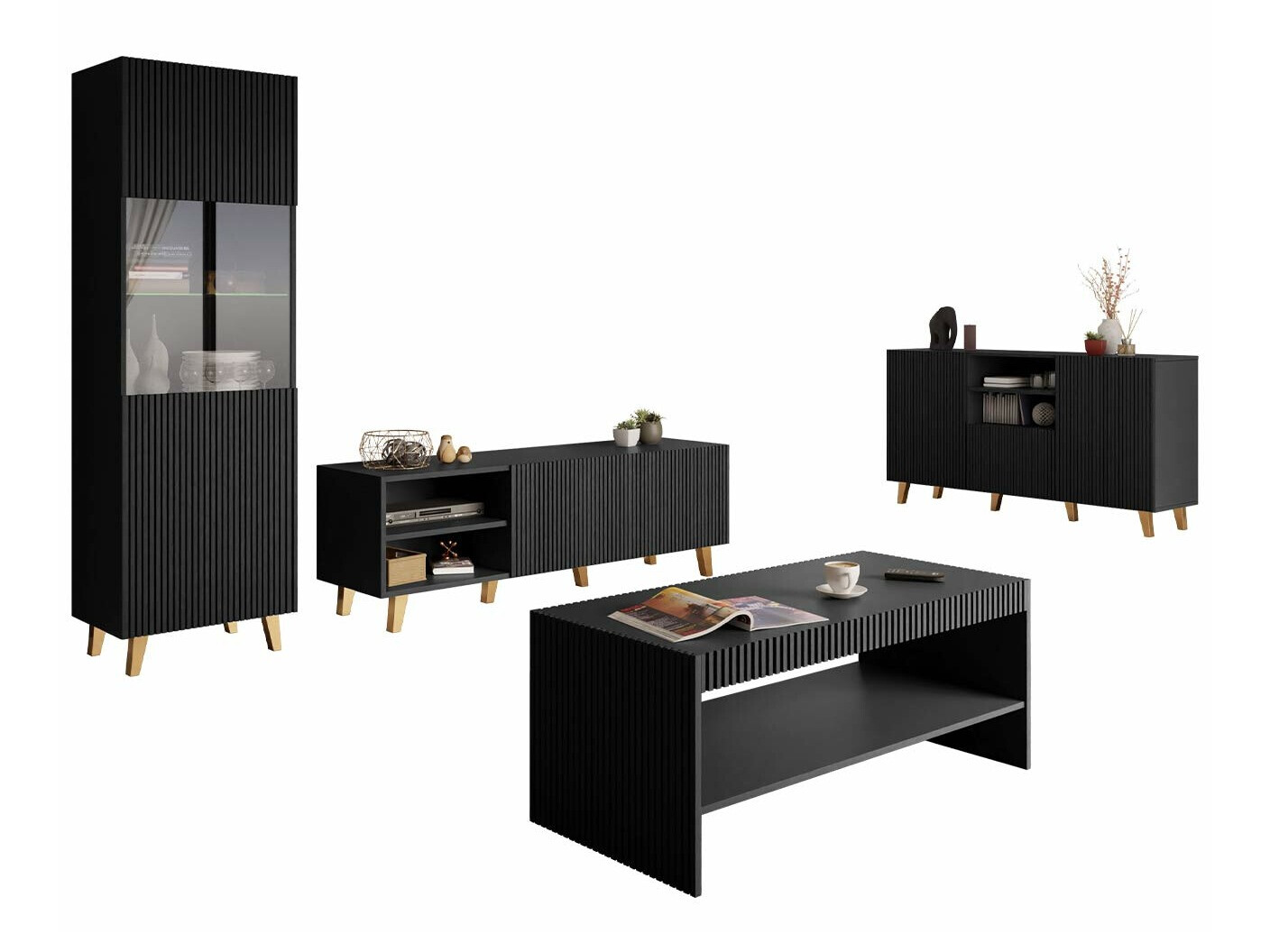 Set za dnevnu sobu Levmari 109 (Crno)