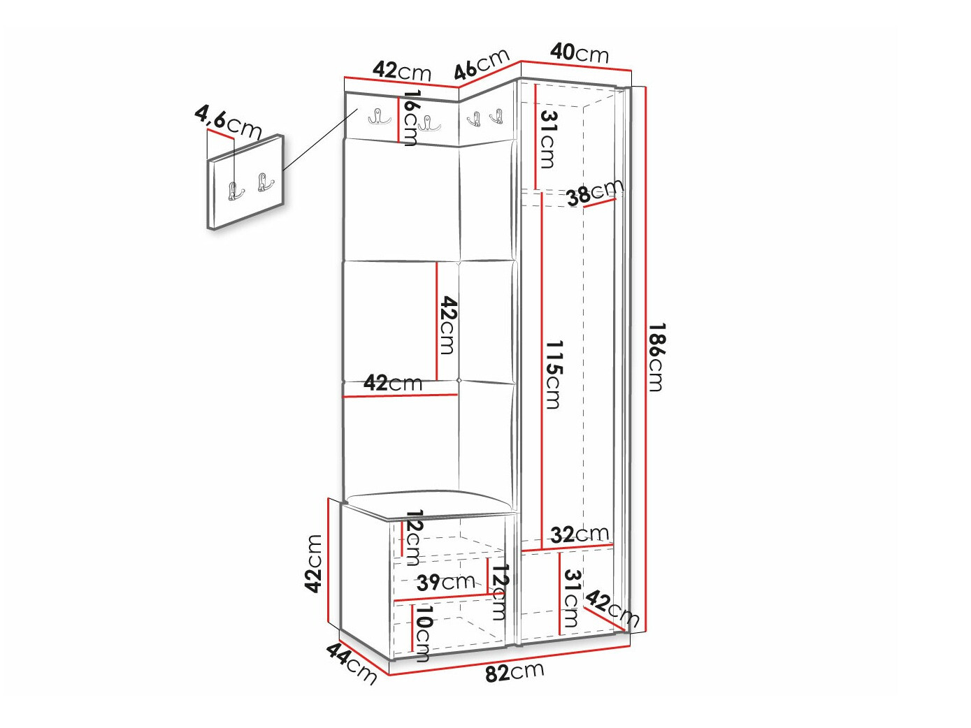 Set za hodnik Hartford 390 (Eko koža Soft 017)