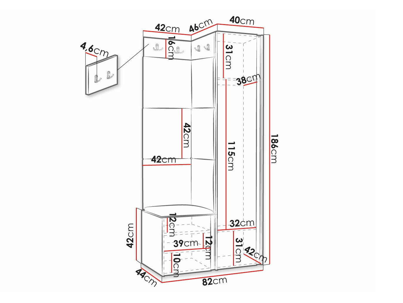 Set za hodnik Hartford 391 (Eko koža Soft 011)