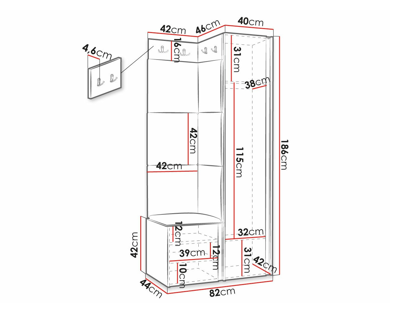 Set za hodnik Hartford 391 (Eko koža Soft 017)