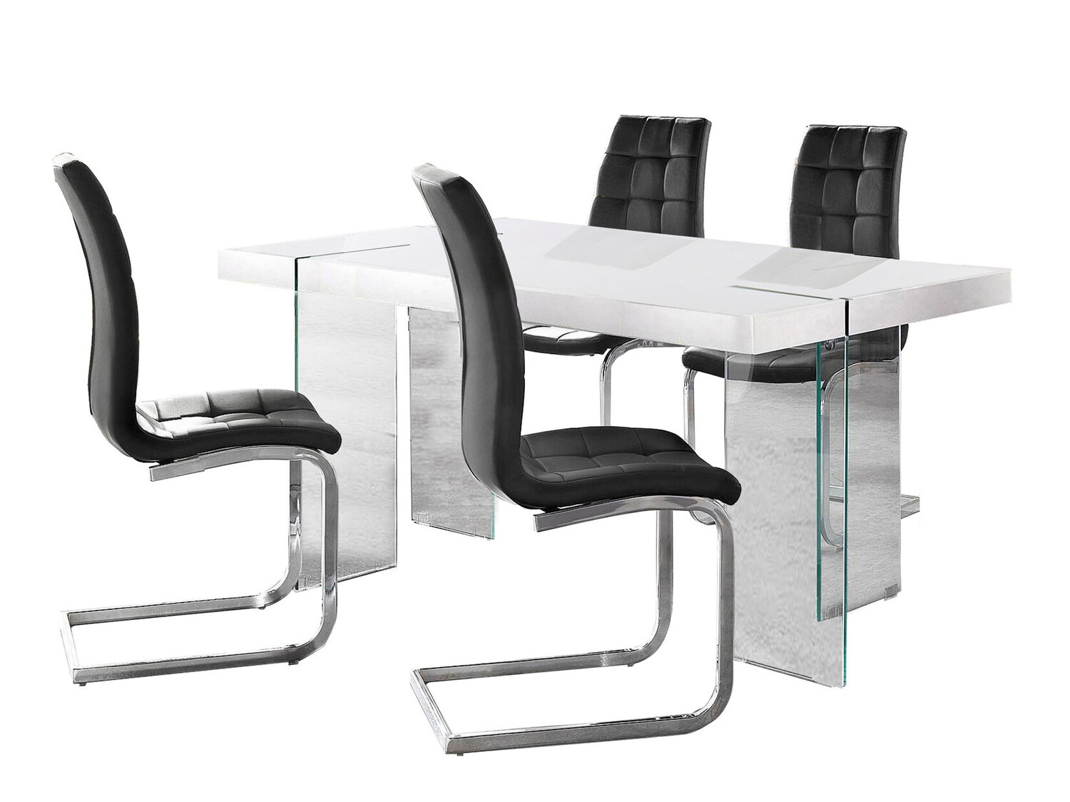 Trpezarijski set Denton 1134 (Belo + Crno)