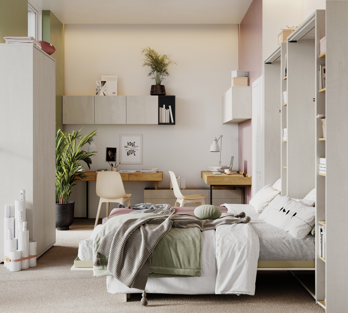 Zidni krevet Concept Pro Lenart Levfere 103 (90 x 200 cm)