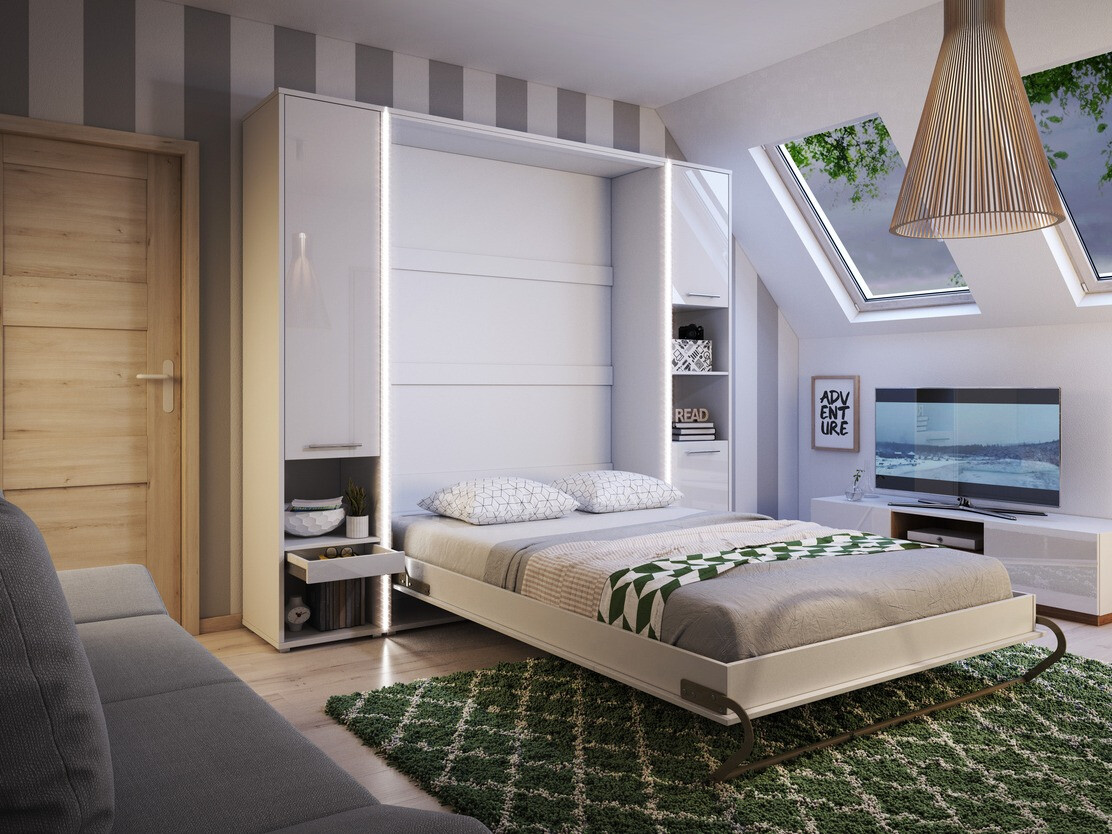 Polica Concept Pro Lenart Levfere 110 (Belo + Sjajno belo)