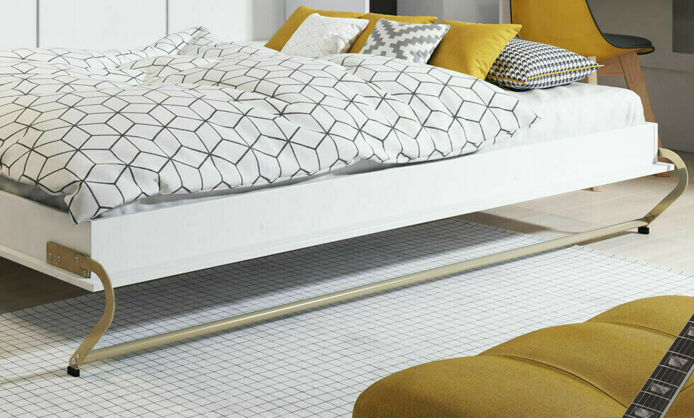 Zidni krevet Concept Pro Lenart IV (Belo + Sjajno belo)