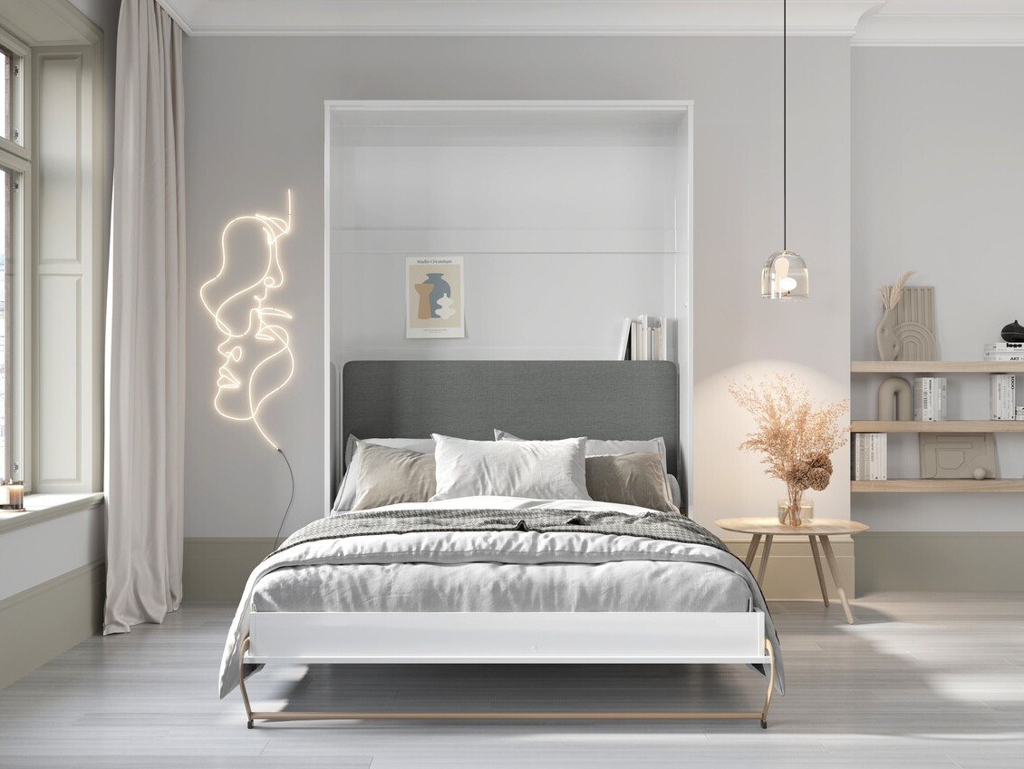 Zidni krevet Concept Pro Lenart Levfere 136 (Belo + Graphite)