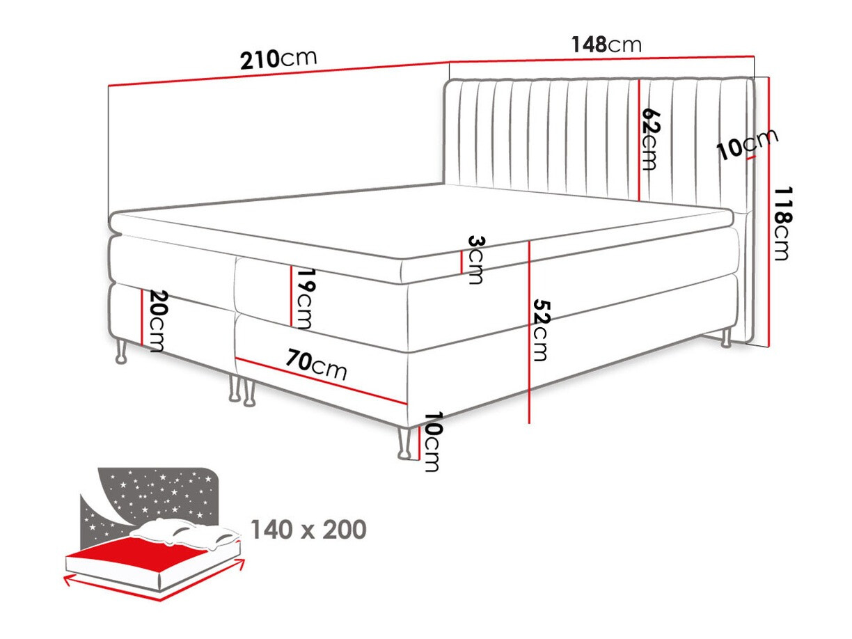 Boxspring krevet ComfiDream Fjorina (Fresh 13)