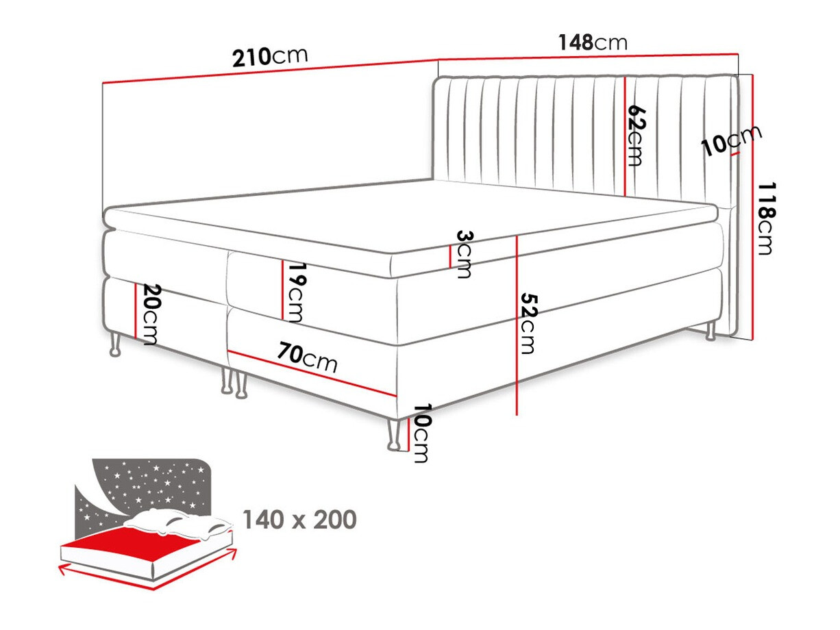 Boxspring krevet ComfiDream Fjorina (Fresh 32)