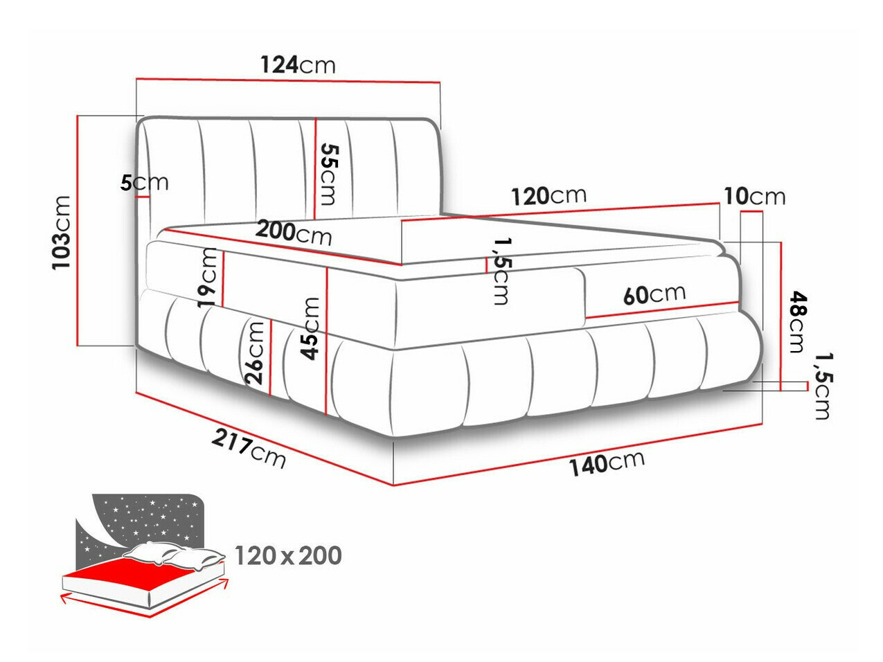 Boxspring krevet Cursus (Kronos 09)