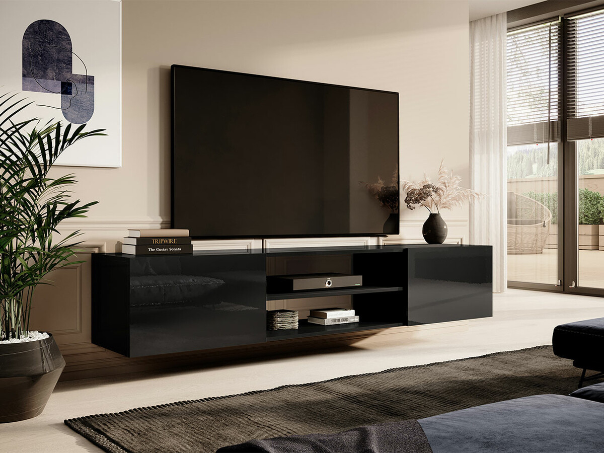 TV komoda Imago II (Crno + Sjajno crna)