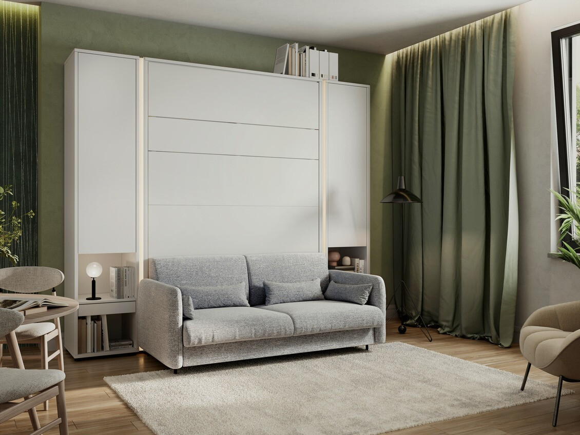 Zidni krevet Concept Pro Lenart VII (Belo + Sivo)