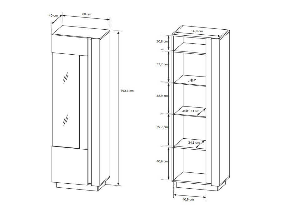 Polica Novbela 101 (Belo + Sjajno belo + Unuk hrast)