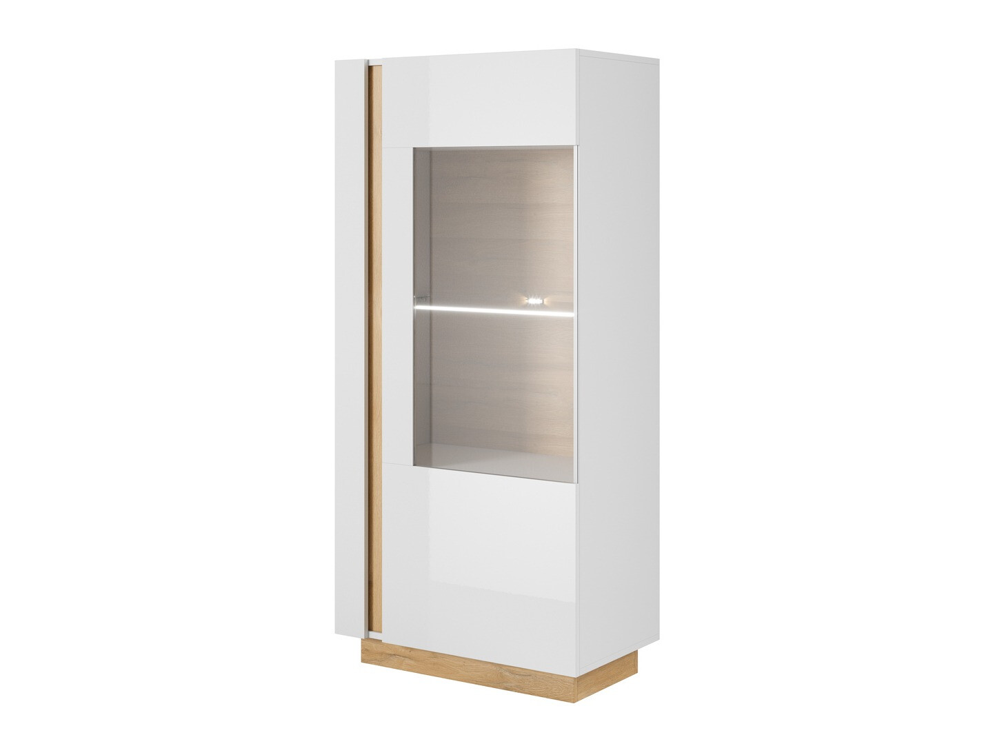 Polica Novbela 102 (Belo + Sjajno belo + Grandson hrast)