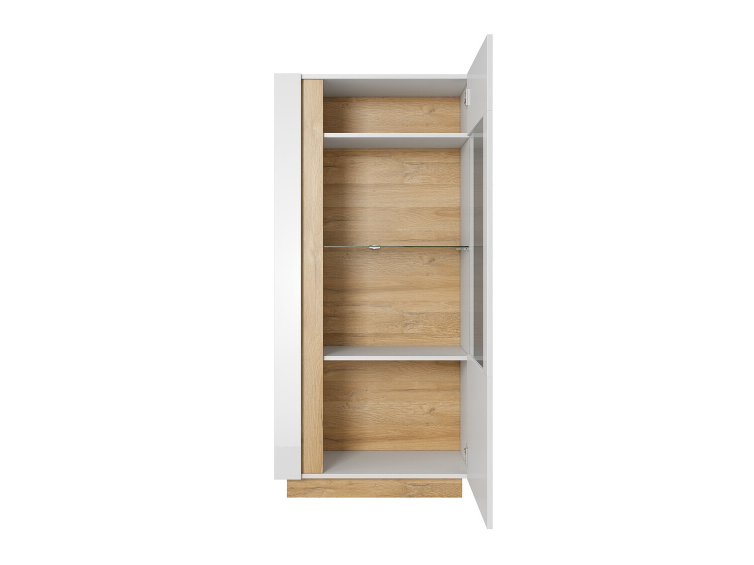 Polica Novbela 102 (Belo + Sjajno belo + Unuk hrast)