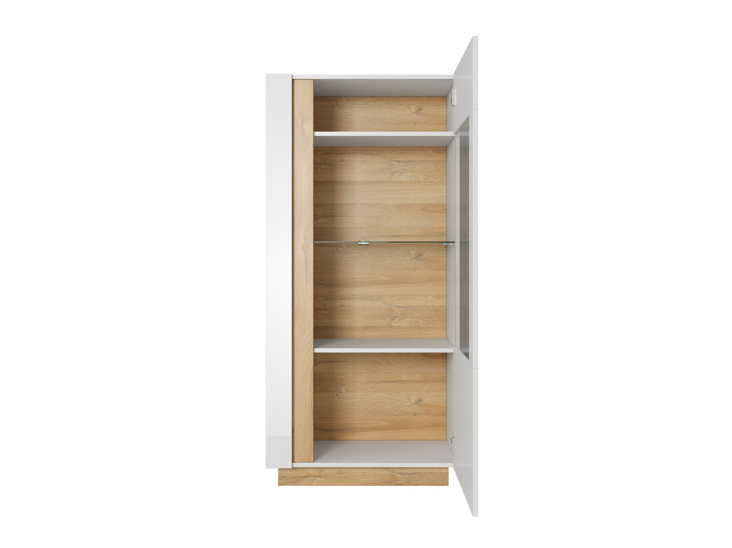 Polica Novbela 102 (Belo + Sjajno belo + Unuk hrast)