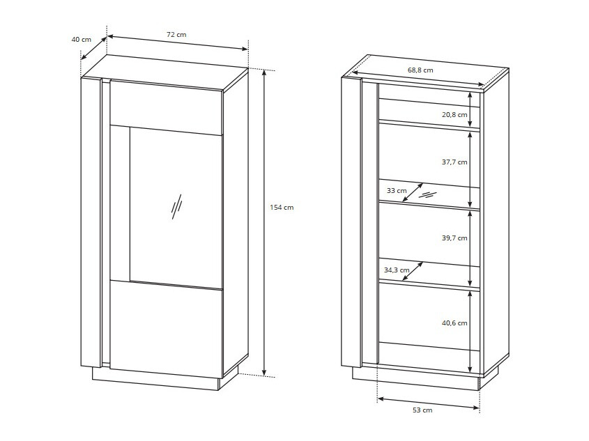 Polica Novbela 102 (Belo + Sjajno belo + Unuk hrast)