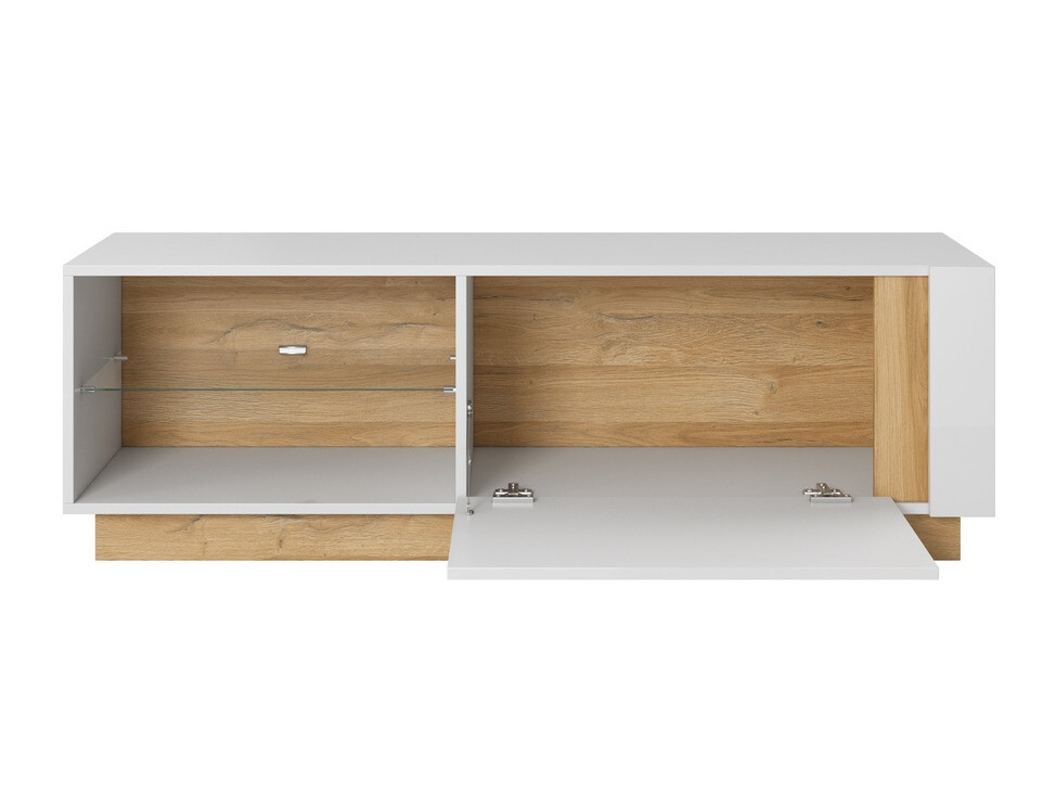 TV komoda Novbela 107 (Belo + Sjajno belo + Grandson hrast)