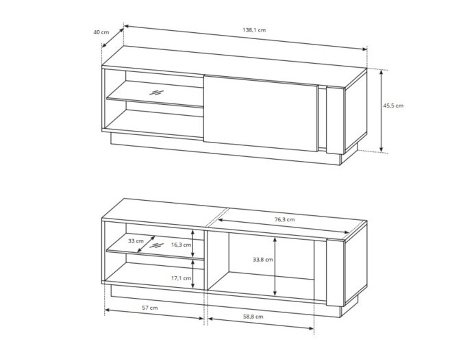 TV sto Novbela 107 (Belo + Sjajno belo + Unuk hrast)