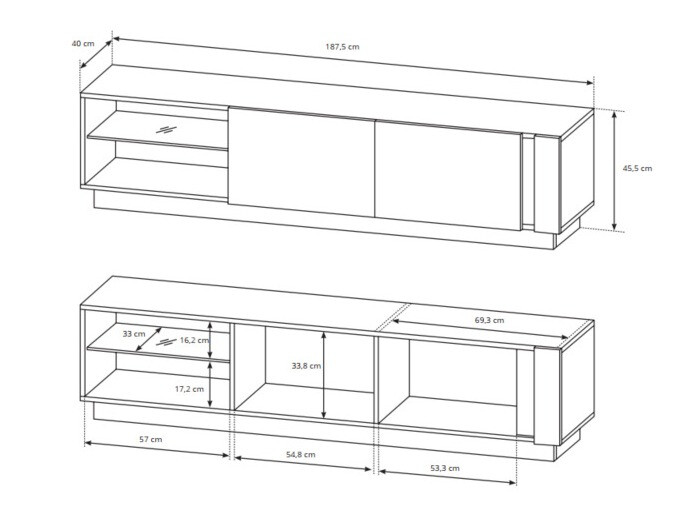 TV sto Novbela 108 (Belo + Sjajno belo + Unuk hrast)