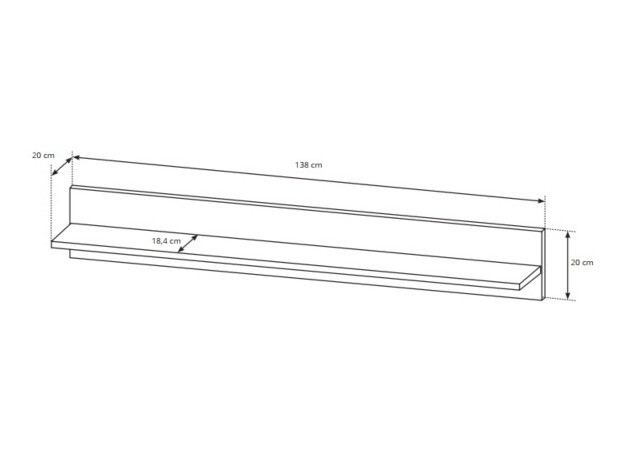 Zidna polica Novbela 110 (Belo + Sjajno belo + Grandson hrast)