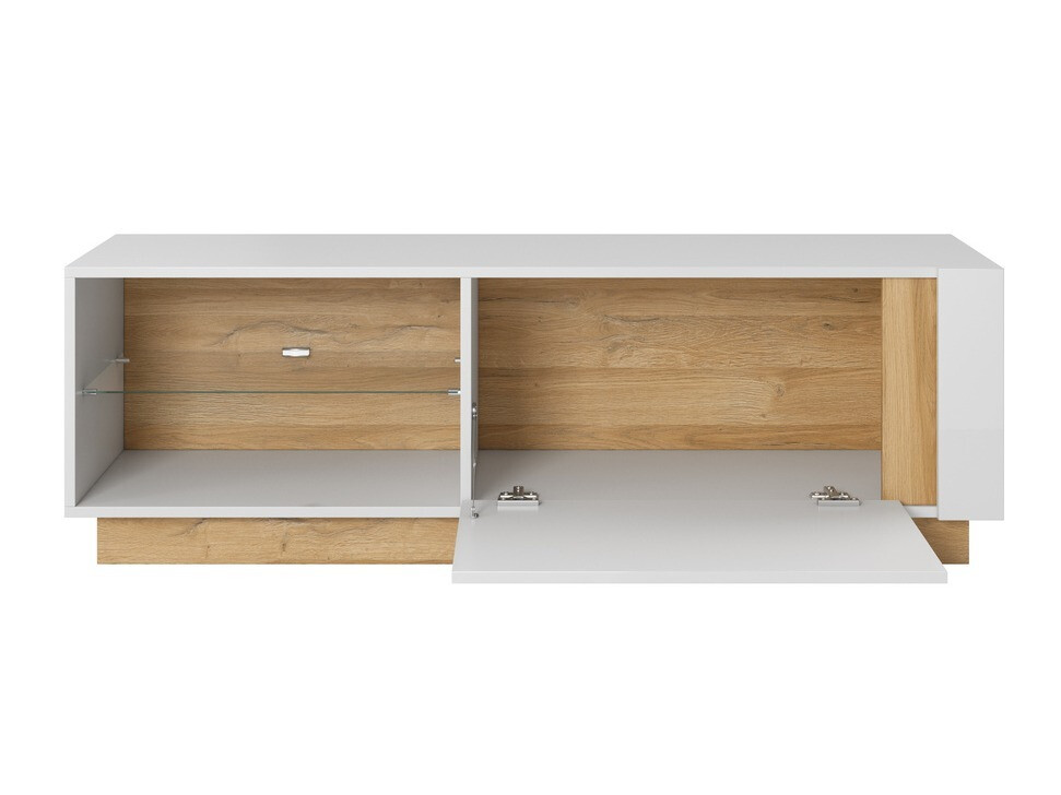 Set za dnevnu sobu Novbela 113 (Belo + Sjajno belo + Grandson hrast)