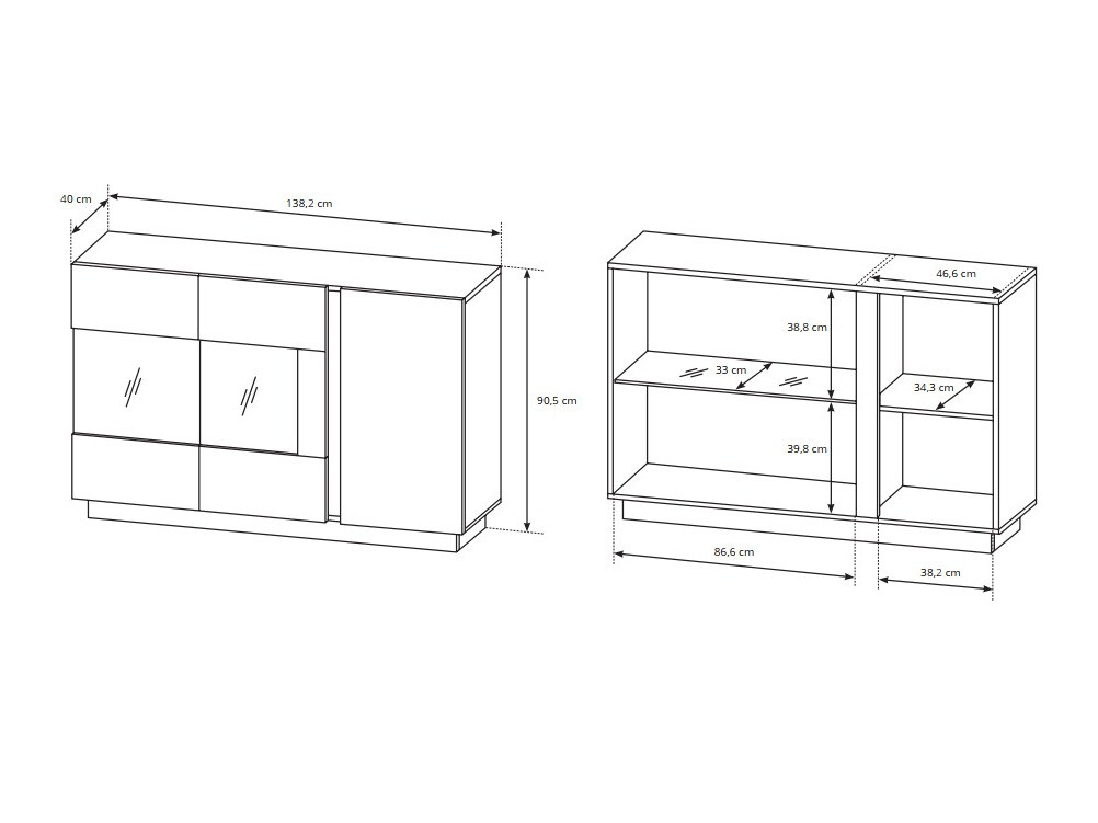 Set za dnevnu sobu Novbela 113 (Belo + Sjajno belo + Unuk hrast)