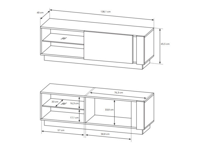 Set za dnevnu sobu Novbela 113 (Belo + Sjajno belo + Unuk hrast)
