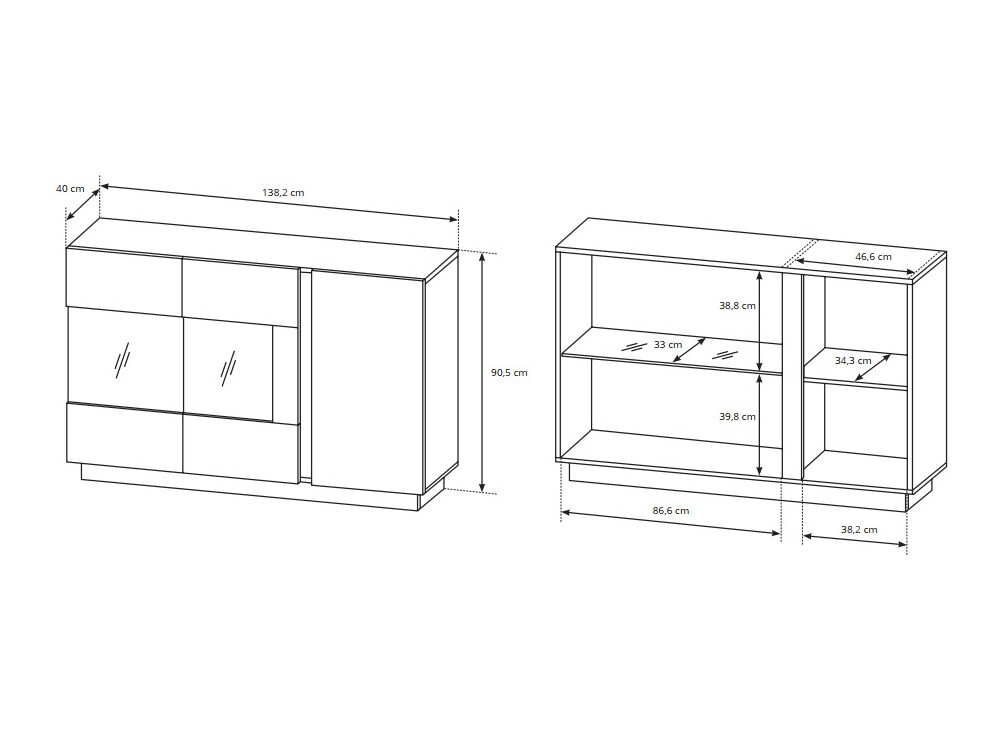 Set za dnevnu sobu Novbela 113 (Belo + Sjajno belo + Unuk hrast)