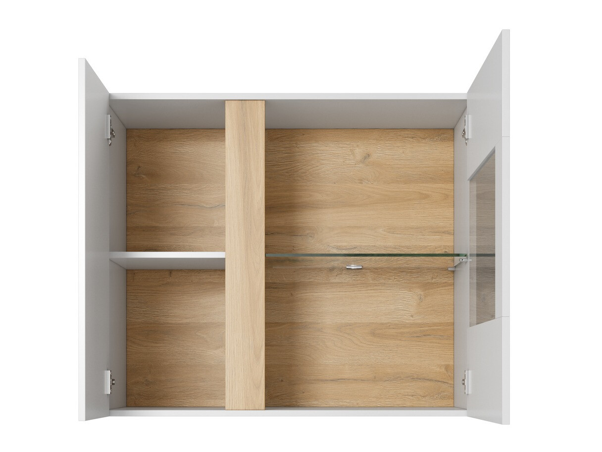 Set za dnevnu sobu Novbela 114 (Belo + Sjajno belo + Grandson hrast)