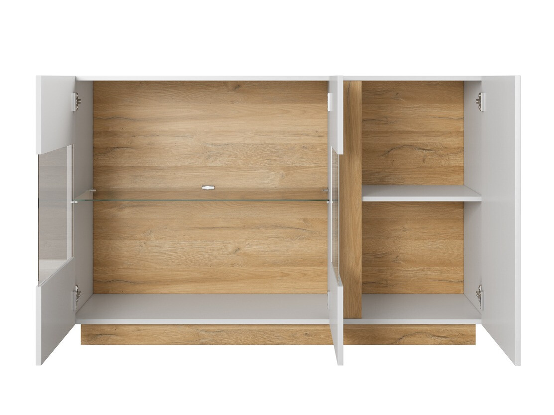 Set za dnevnu sobu Novbela 114 (Belo + Sjajno belo + Grandson hrast)