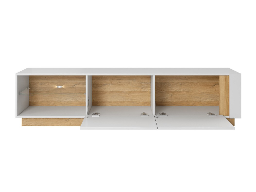 Set za dnevnu sobu Novbela 114 (Belo + Sjajno belo + Grandson hrast)