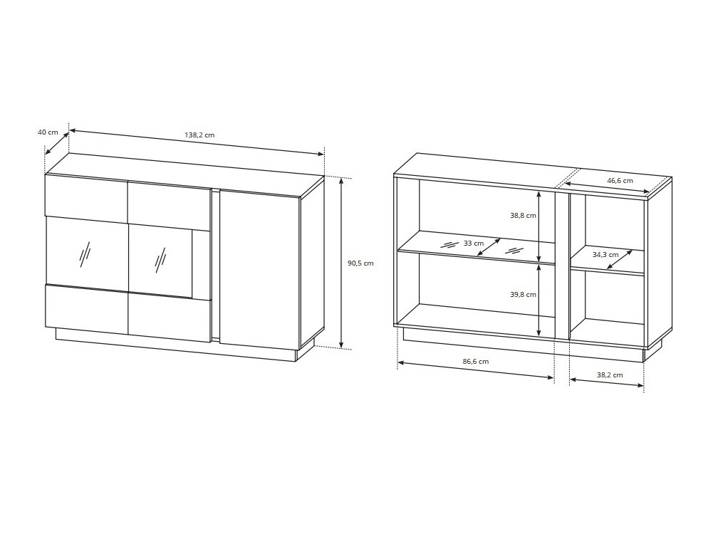 Set za dnevnu sobu Novbela 114 (Belo + Sjajno belo + Unuk hrast)