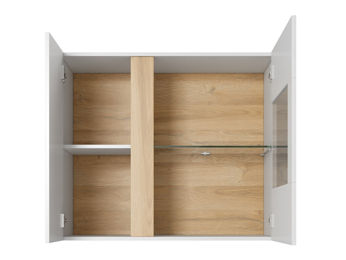 Set za dnevnu sobu Novbela 114 (Belo + Sjajno belo + Unuk hrast)