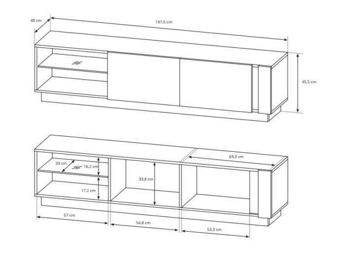 Set za dnevnu sobu Novbela 114 (Belo + Sjajno belo + Unuk hrast)